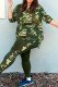 Green Casual Camouflage Print Basic O Neck Plus Size Two Pieces