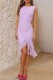 Purple Casual Solid Fold Asymmetrical O Neck Sleeveless Dress Dresses