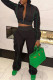 Black Casual Street Solid Patchwork Zipper Collar Long Sleeve Two Pieces