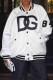White Casual Street Print Letter Mandarin Collar Outerwear