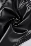 Black Sexy Solid Frenulum Backless Halter Tops