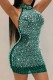 Green Sexy Celebrities Solid Patchwork Hot Drill Halter Wrapped Skirt Dresses