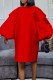 Red Casual Solid Basic O Neck Long Sleeve Dresses