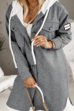 Grey Casual Solid Patchwork Hooded Collar Outerwear