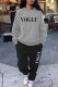 Light Gray Casual Print Letter O Neck Long Sleeve Two Pieces