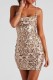 Gold Sexy Casual Patchwork Sequins Frenulum Backless Spaghetti Strap Wrapped Skirt Dresses
