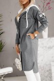 Grey Casual Solid Patchwork Hooded Collar Outerwear