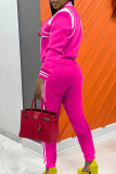 Blue Casual Street Solid Patchwork Draw String Buckle O Neck Long Sleeve Two Pieces