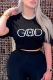 Black Casual Daily Print Patchwork O Neck T-Shirts