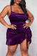 Fuchsia Sexy Solid Patchwork Draw String Spaghetti Strap Wrapped Skirt Dresses