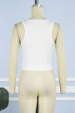 White Street Print Patchwork O Neck Tops