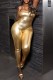 Gold Sexy Casual Solid Backless Strapless Skinny Jumpsuits
