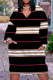 Black Brown Casual Print Basic V Neck Long Sleeve Dresses