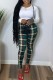 Green Casual Print Basic O Neck Long Sleeve Two Pieces