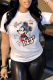 White Casual Street Print Patchwork O Neck T-Shirts