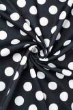 Black Elegant Dot Patchwork Plus Size Two Pieces