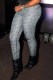 Grey Sexy Street Print Letter High Waist Pencil Bottoms