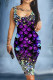 Dark Purple Casual Print Basic U Neck Sleeveless Dress Dresses