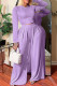 Purple Casual Solid Patchwork O Neck Long Sleeve Two Pieces