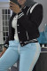 Black Elegant Print Patchwork Pocket Buckle O Neck Tops