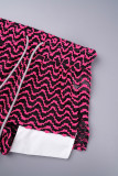 Pink Sexy Casual Striped Print Hollowed Out Backless Strapless Sleeveless Two Pieces