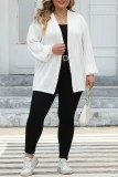 Black Casual Solid Cardigan Plus Size Overcoat