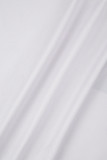 White Blue Casual Print Patchwork O Neck Long Sleeve Dresses
