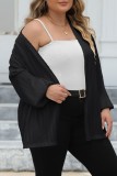 White Casual Solid Cardigan Plus Size Overcoat