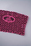 Pink Sexy Casual Striped Print Hollowed Out Backless Strapless Sleeveless Two Pieces
