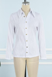 Pink Casual Solid Buttons Turndown Collar Tops