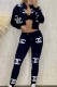 Black Casual Print Letter Zipper Collar Long Sleeve Two Pieces