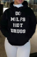 Black Casual Party Print Draw String Hooded Collar Tops