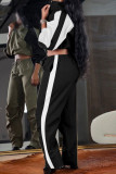 Purple Casual Solid Patchwork Draw String Pocket Buckle Turndown Collar Long Sleeve Two Pieces