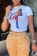 White Street Print Patchwork O Neck T-Shirts