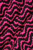 Pink Sexy Casual Striped Print Hollowed Out Backless Strapless Sleeveless Two Pieces