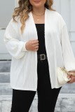 Red Casual Solid Cardigan Plus Size Overcoat