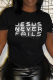Black Casual Daily Print Patchwork O Neck T-Shirts