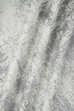 Cream White Casual Print Tie Dye Patchwork Long Sleeve Two Pieces