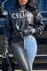 Black Casual Street Print Letter Hooded Collar Tops