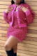 Rose Red Casual Plaid Patchwork Pocket U Neck Sleeveless Dress Dresses