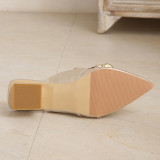 Black Casual Patchwork Metal Accessories Decoration Solid Color Pointed Comfortable Out Door Wedges Shoes (Heel Height 1.57in)