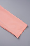 Pink Elegant Solid Bandage Patchwork Zipper Pleated V Neck Pleated Dresses