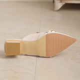 Gold Casual Patchwork Metal Accessories Decoration Solid Color Pointed Comfortable Out Door Wedges Shoes (Heel Height 1.57in)
