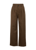 Brown Casual Solid Patchwork High Waist Straight Solid Color Bottoms