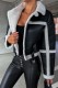 Black Casual Patchwork Cardigan Contrast Turndown Collar Outerwear
