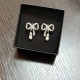 White Gold Sweet Letter Patchwork With Bow Earrings