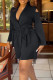 Black Casual Solid Ripped Bandage Patchwork V Neck Suit Dress Dresses