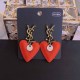 Red Simplicity Letter Patchwork Earrings