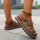 Light Brown Casual Daily Patchwork Solid Color Round Comfortable Out Door Shoes