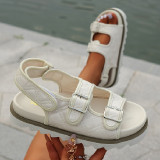 Cream White Casual Daily Patchwork Solid Color Round Comfortable Out Door Shoes